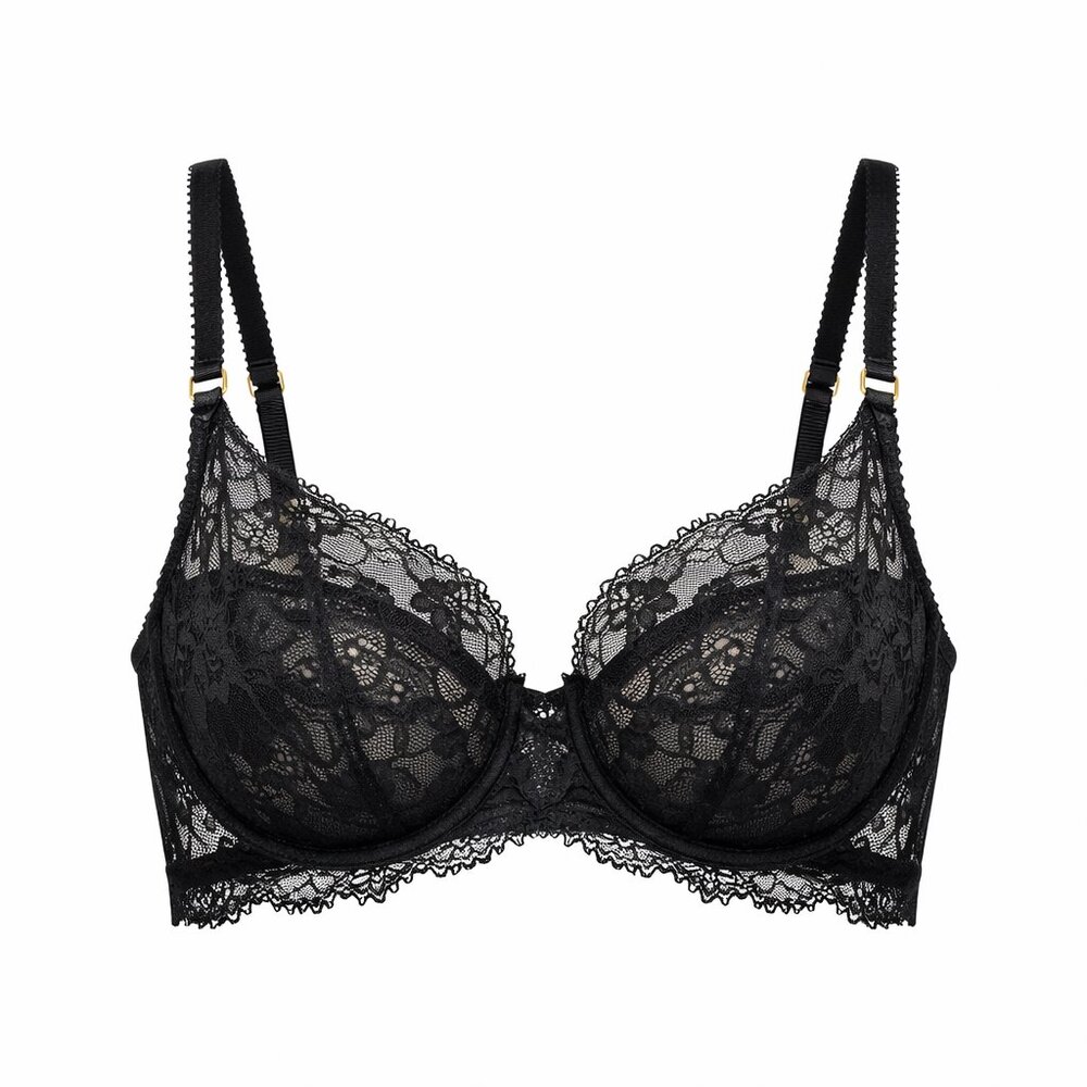 36B Lauren Ralph Lauren Unlined Full-Coverage Lace Bra Black